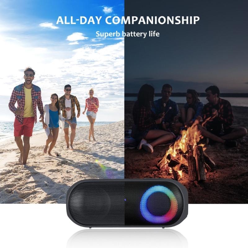 Waterproof Bluetooth-compatible 5.0 Speaker With RGBs Light Effects Portable Outdoor Wireless Speaker Long Playtimes Plastic Housing