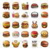 50Pcs Cute Cartoon Burger Stickers – Waterproof Reusable Decals for Luggage, Laptop, Journal