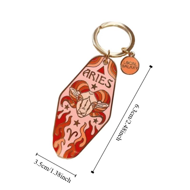 Lion Constellation Metal Pendant Capricorn Car Keyring 12 Constellation Keychain  Kids Girls