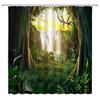 Tropical Jungle Landscape Shower Curtains Bathroom Decor Wild Animal Deer Parrot Toucan Leopard Home Bathtub Polyester Curtain