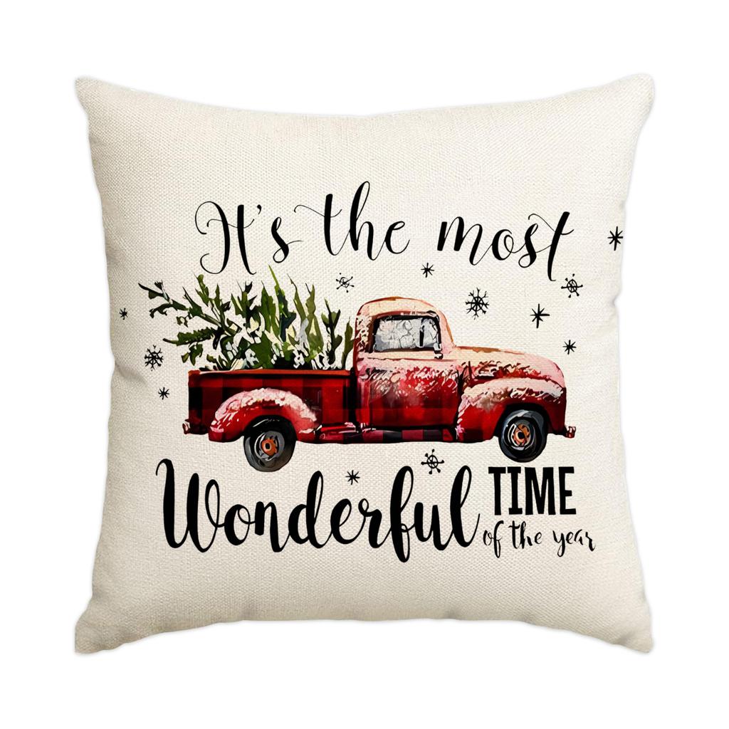 1/4pcs Christmas Pillow Cover, Elderly, Snowflake, Tree Printed Cushion Cover, Christmas Decoration (without Pillow Core)