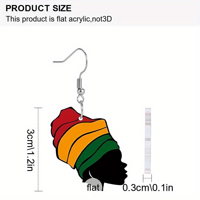 Boucles d'oreilles acryliques Symbole de liberté Mois de l'histoire des Noirs pour Femmes Filles, Bijoux festifs d'unité noire de style bohème Boucles d'oreilles Fille africaine avec foulard