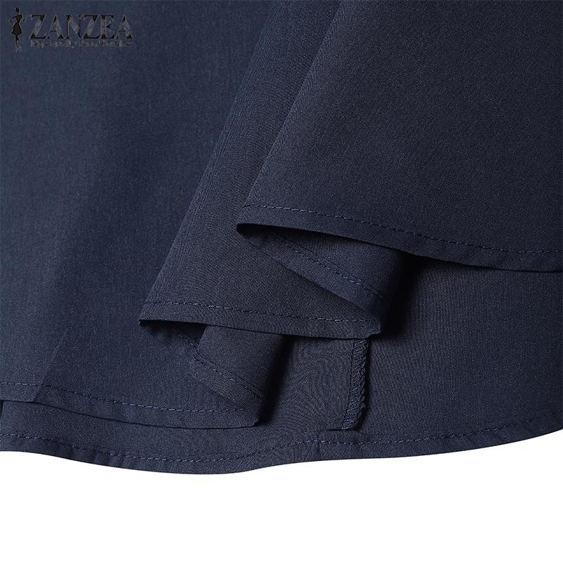 ZANZEA Rochie Casual de Damă cu Funde, Gât în V, Mânecă Scurtă, Patchwork