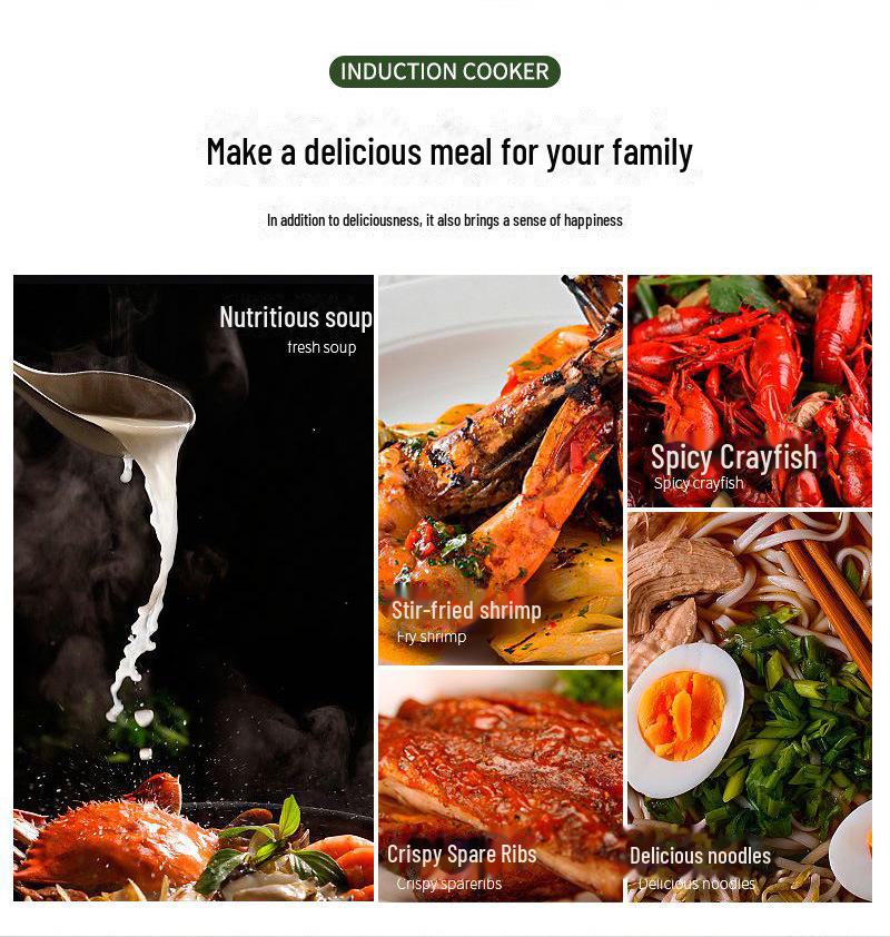 Olla de Inducción Inteligente de Alta Potencia Wanlida con Controles Táctiles para Uso Doméstico