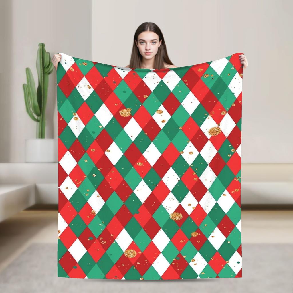 Plaid & Holiday Christmas  Blanket  Super Soft Plush Bedding Throws Girls Boys Couch Chair Sofa Bed Flannel Bedspread Bed Cover