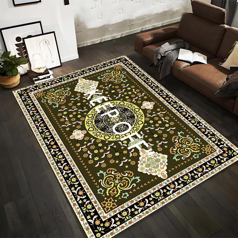

Floral Pattern Area Rug with Take Off Text Printed Design Suitable for use as an anti-slip for living room bedroom sofas 40x60cm( 15x23in )
