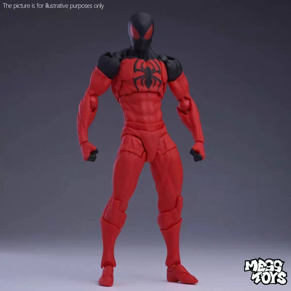 Mess Toys Symbiote Spider Man Black Venom Battle Suit Joint Movable Action Figure Collectible Model Adult Collection with box