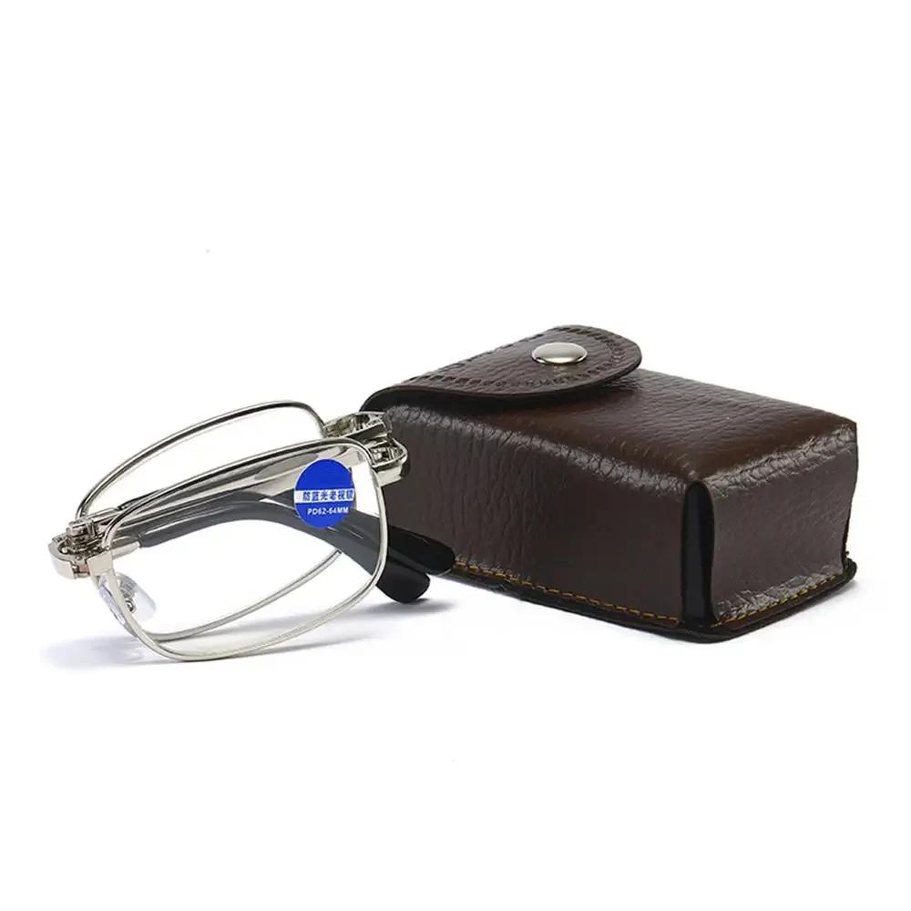 Metal Round Small Folding Reading Glasses Men Blue Light Computer Grade Glasses Narrow Eyeglasses Frame For Men Gafas +3.5