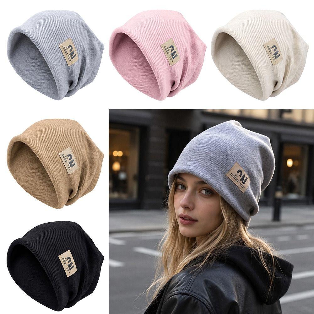 Windproof Winter Hat Coldproof Knitted Pullover Cap Fashion Skullies Hat  for Women