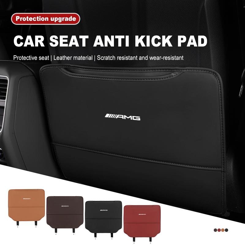 Leather Car Anti Kick Pad Seat Back Protector Mat Accessories For Mercedes Benz AMG W202 W212 W213 W220 W221 W222 C180 C200 C260