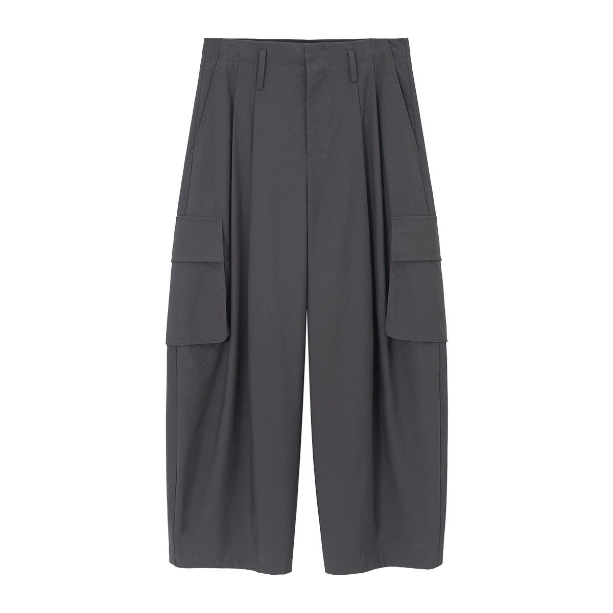 

Spring Tencel Workwear Wide-Leg Pants with Large Pockets - Casual Silhouette (C6006) Small темно-синий