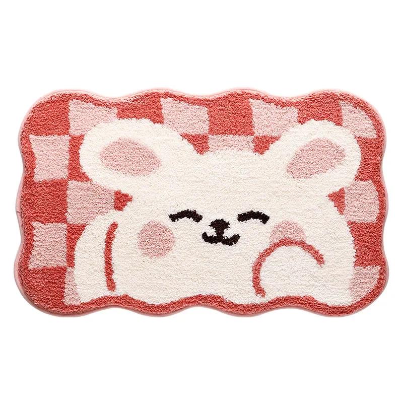 Frog and Bear Flocking Bath Mat Home Decoration Door Mat Non-slip Absorbent Bathroom Doormat Super Soft Fiber Bath Rug