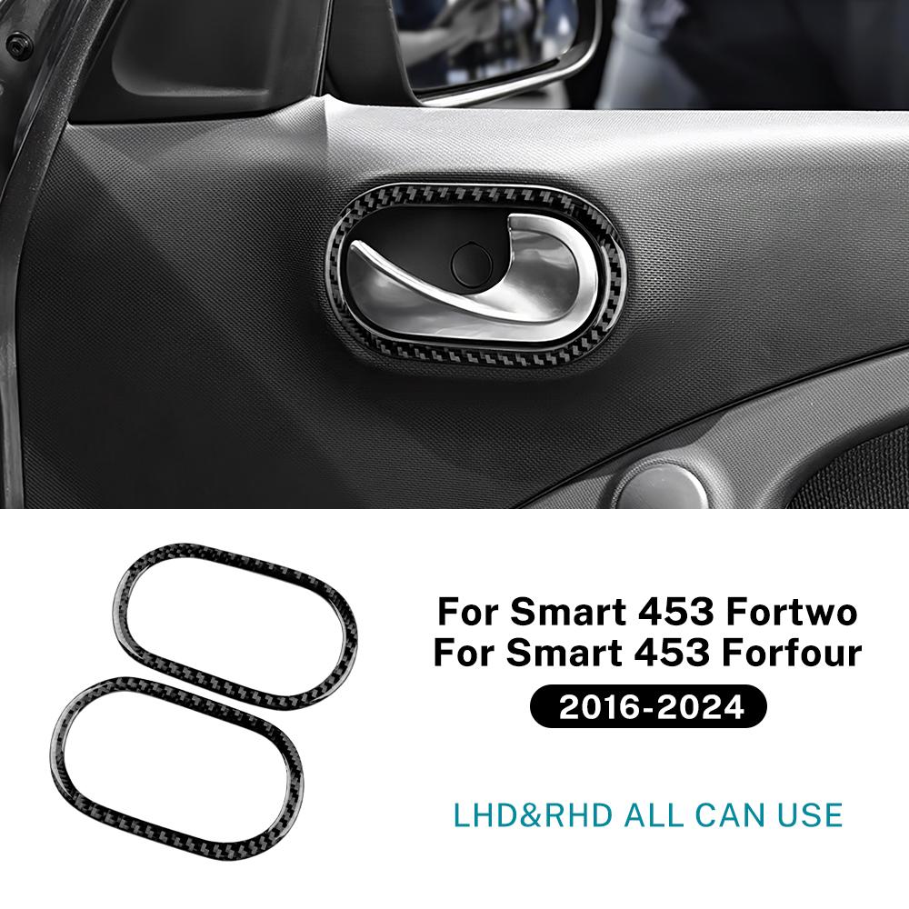 Real Soft Carbon Fiber Stickers For Mercedes Benz Smart 453 Fortwo/Forfour 2016 2017 2018 2019 2020-2025 Car Door Handle Frame