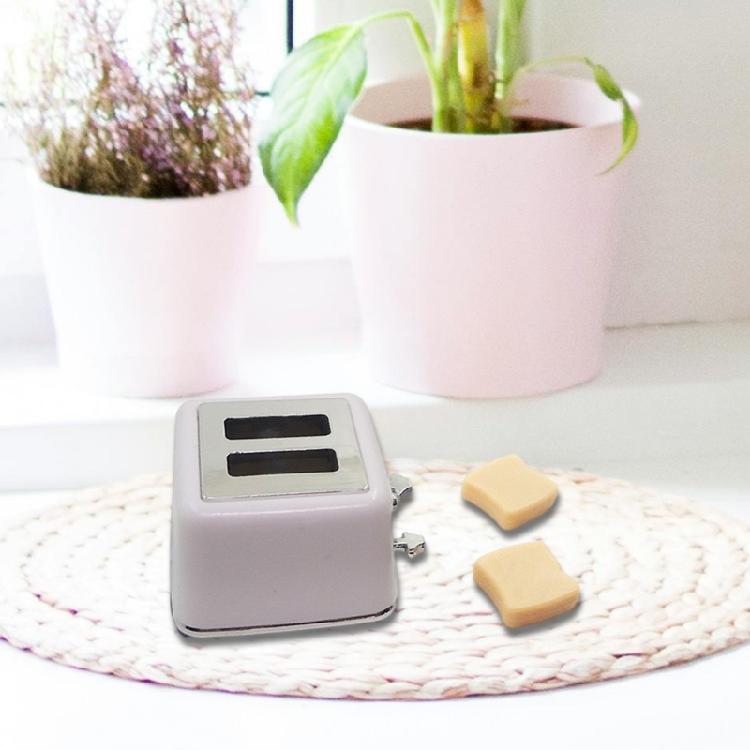 Kids Safe Miniature Toaster with Sliced Bread Doll House Kitchen Essential 1/12 Scale Realistic Doll House Building Kits