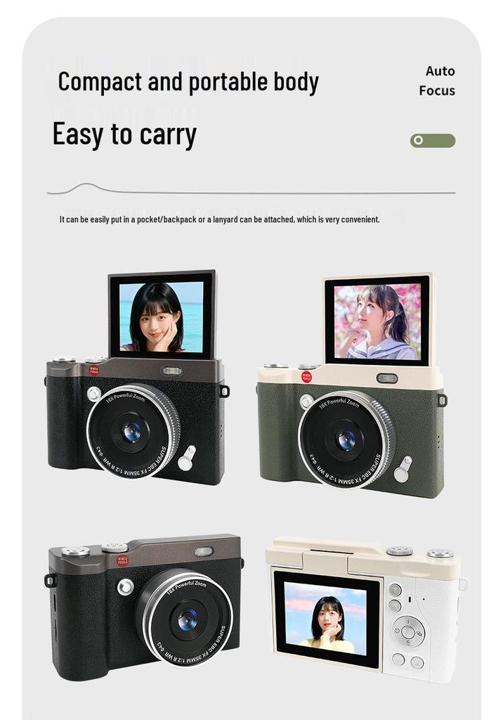HD Pixel Flip Screen Digital Camera for Students - Phone Uploadable, Retro CCD Style