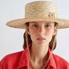2025 New European American Fashion Design Natural Straw Hat Female Handmade Letter Sun Hat Metal Chain Sunshade Designer Hat