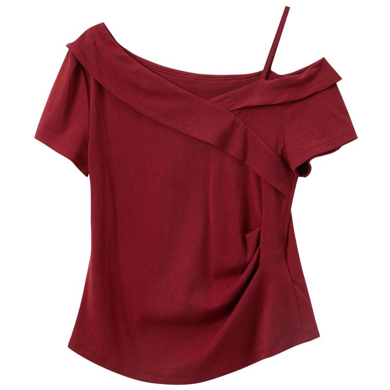 

SanCai Asymmetrical Off-Shoulder Slim Fit T-shirt XL