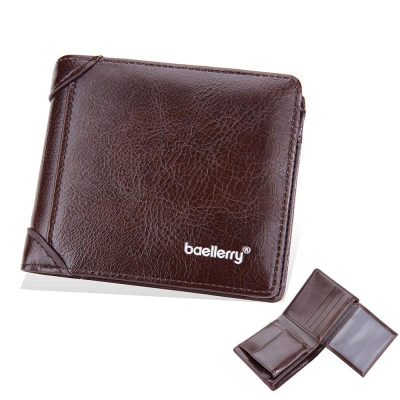 New Wallet Men Short Style European American Retro Business Horizontal Multi Slot Buckle Ticket Holder