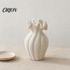 Modern Minimalist Flower Vase Vase, Holder, Decorative Ribbed Texture with Gentle Healing Floral Arrangement Wavy Rim, Ideal for Dried Fresh Flowers &