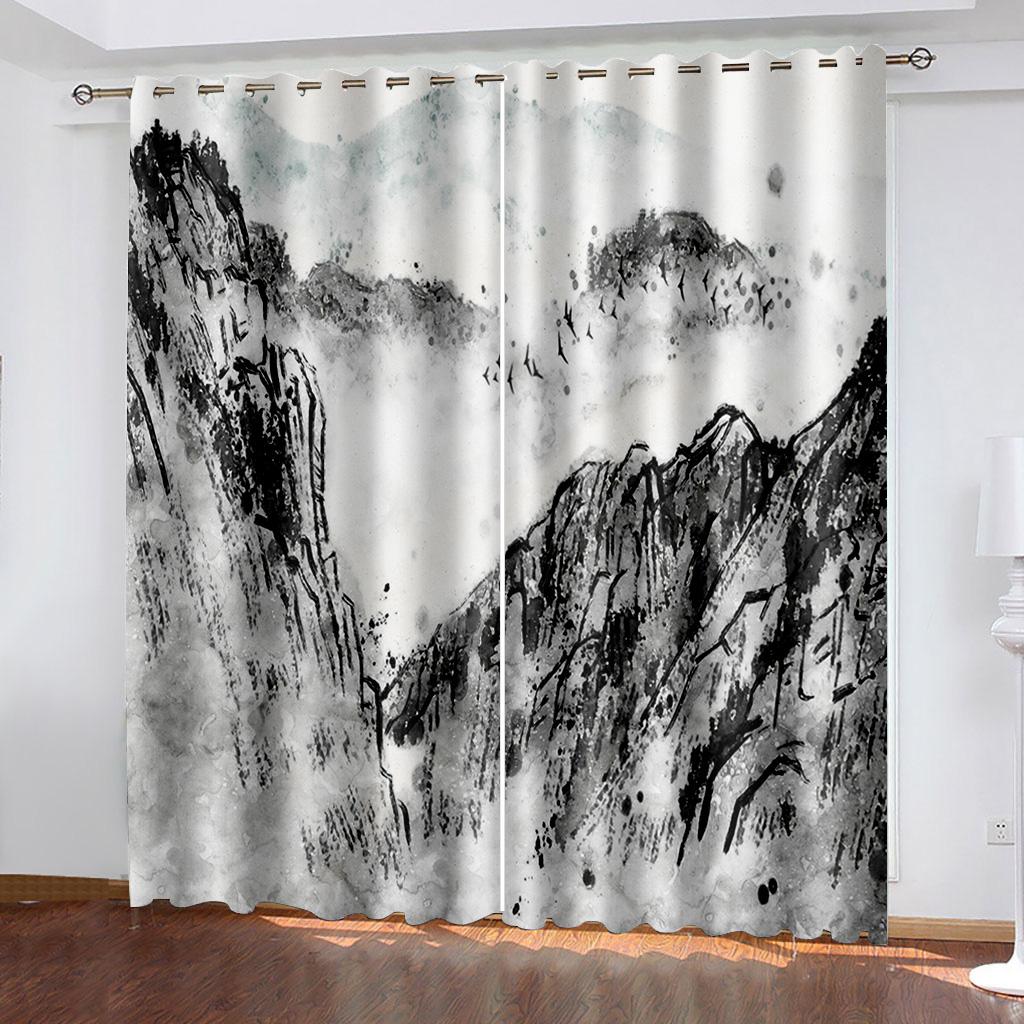 2pcs Red Large Leaved Flower Thin Polyester Semi-shading Curtains for Livingroom Window Treatments Grommet Drapes Free Shipping