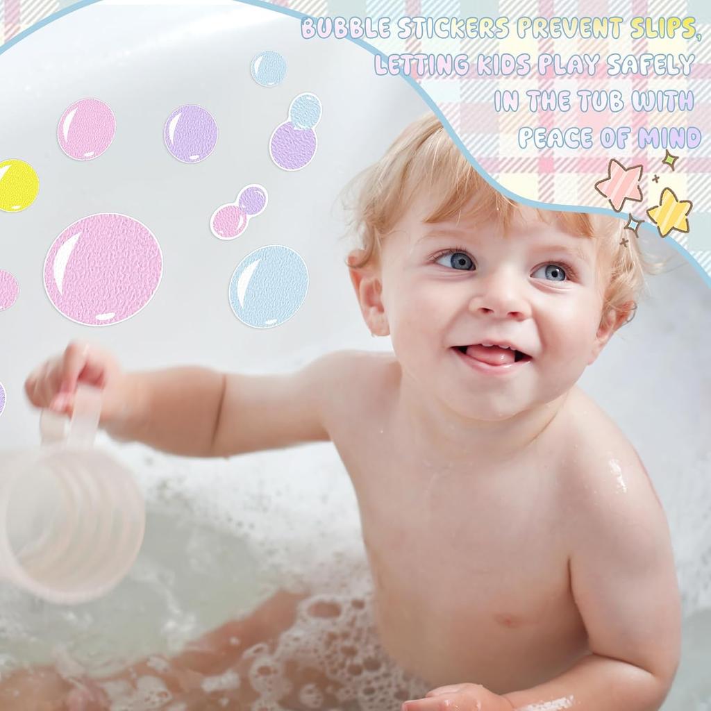 32 Pcs Cute Non Slip Bathtub Stickers for Shower Colorful Bathroom Anti Slip Shower Stickers Floor Applique Adhesive Decals with Scraper for Bathtub