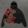 Spring and Autumn American Retro Skull Skull Skeleton Series 3D Digital Printing Trend Hoodie Sweater