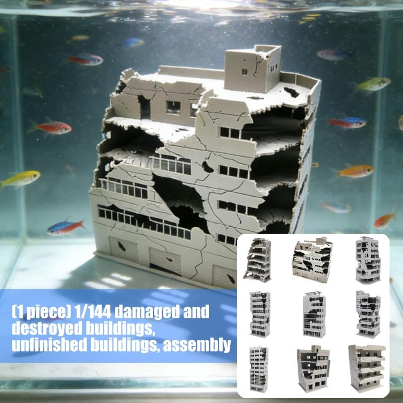 N Scale 1:144 Railway Scenery City Ruined Building Model Outland Model for DIY Sand Table Microlandscape Ornament