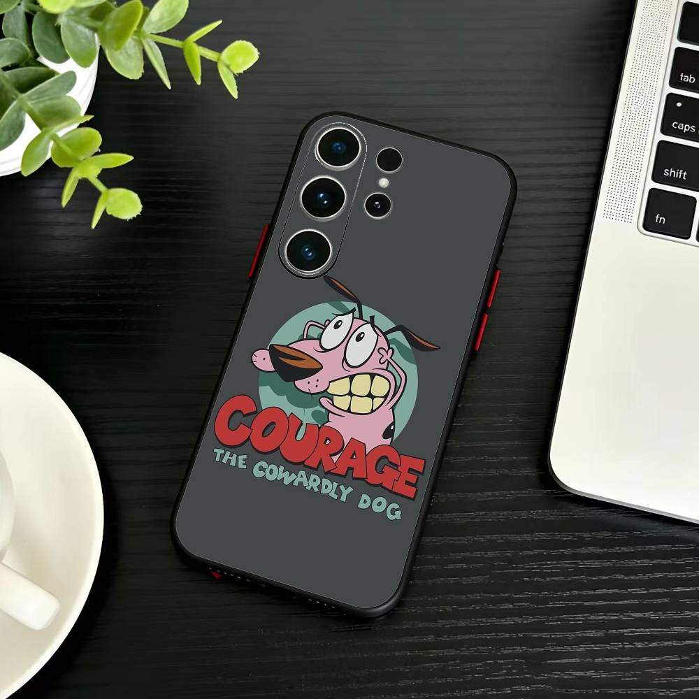 Courages Cowardly Dog Phone Case For Samsung S26,S25,S24,S23,S22,S21,S20,Ultra,Plus,FE Black Soft Cover