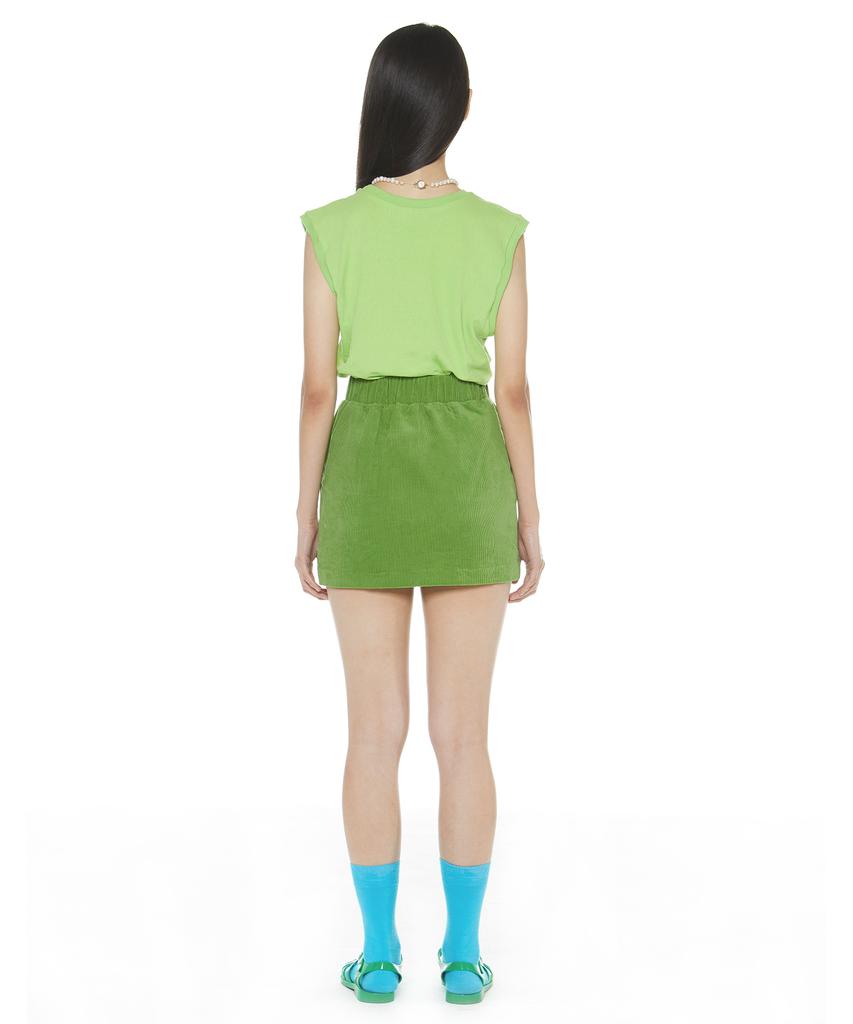 Suki Embroidered Logo Mini Corduroy Skirt (Avocado)