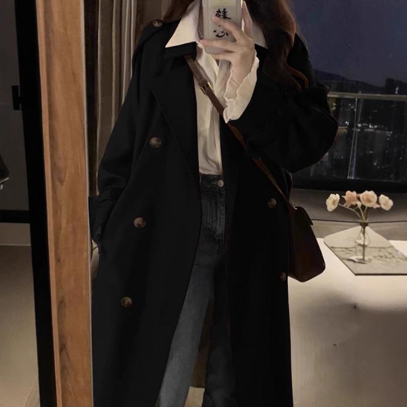 Windbreaker Coat Women's New Spring and Autumn British Style Mid-length Small Khaki Coat