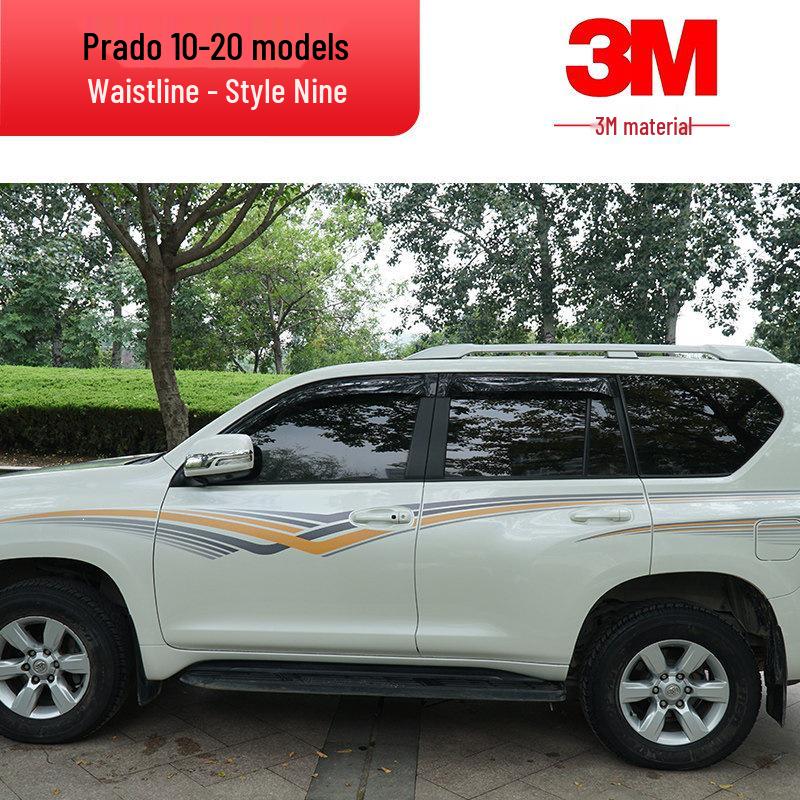 Toyota Prado 10-22 Models Car Body Color Stripe Decal Waistline Sticker.