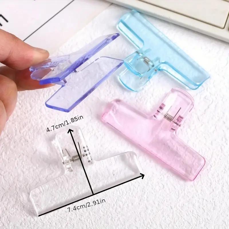 4 Pcs Transparent Jelly Folder Student Paper Clip Acrylic Clear Long Tail Clip Ice Storage Clip