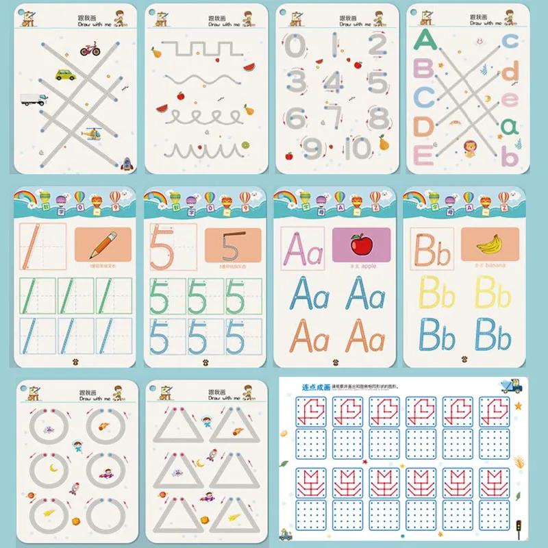 Büyülü İzleme Çalışma Kitabı Çocuklar İçin Eğitici Montessori Kitapları Kalem Kontrolü Eğitimi Tekrar Kullanılabilir Kaligrafi Alıştırma Defteri Çocuk Oyuncakları