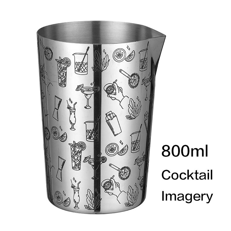 Étain Agitateur en Acier Inoxydable 800 ml Verre à Mélange Préféré par les Pros et les Amateurs, Créez Vos Propres Cocktails Spéciaux