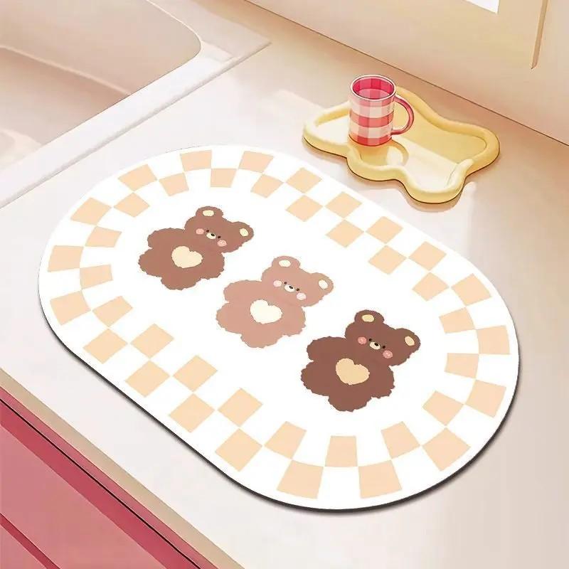 European Border Farmhouse Kitchen Mat Vintage Non Slip Waterproof Dish Drying Counter Decor Pad
