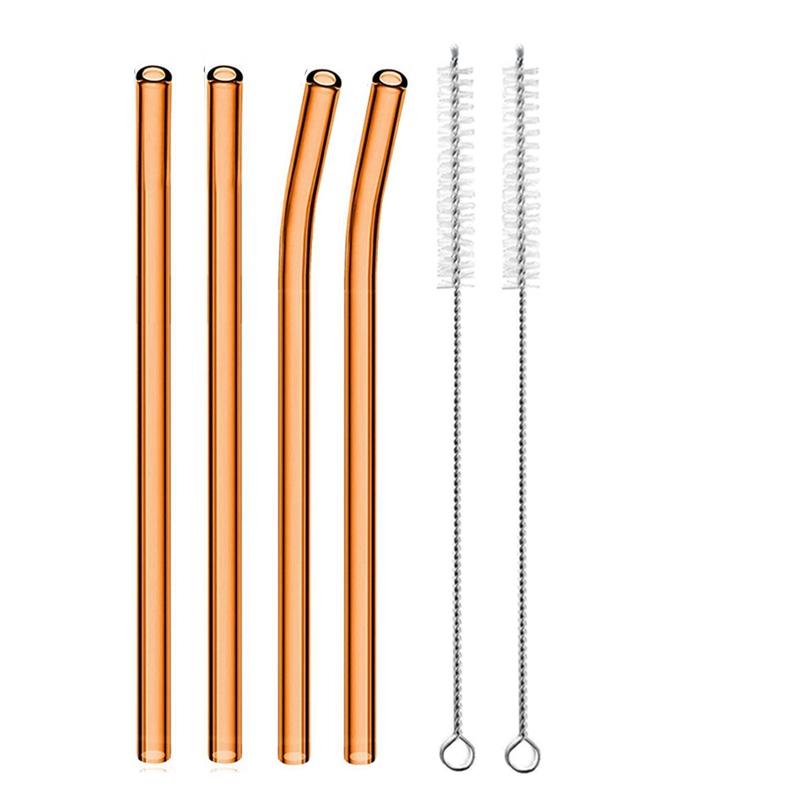 4 szt. 20 cm Szklane Słomki do Picia Wielokrotnego Użytku Kolorowe Szklane Słomki do Napojów Sok Ekologiczne Słomki Koktajlowe Barowe Naczynia do Picia