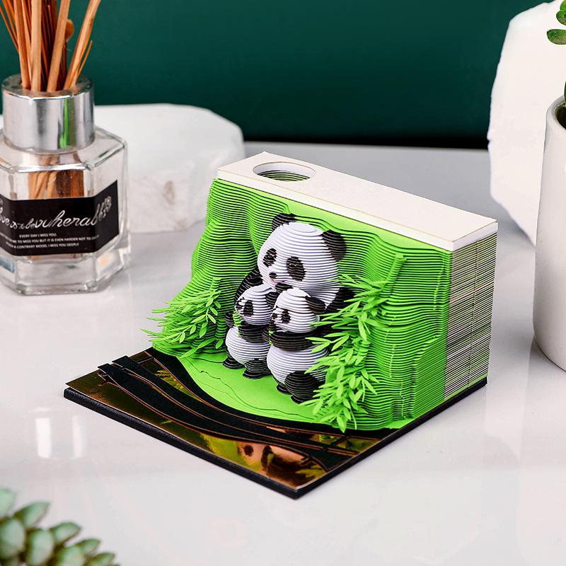 Panda 3D Haftnotizen: Abreiß-Wochenkalender & Kreative Schreibtischornamente, Perfekt für kulturelle Geschenke und Firmengeschenke.