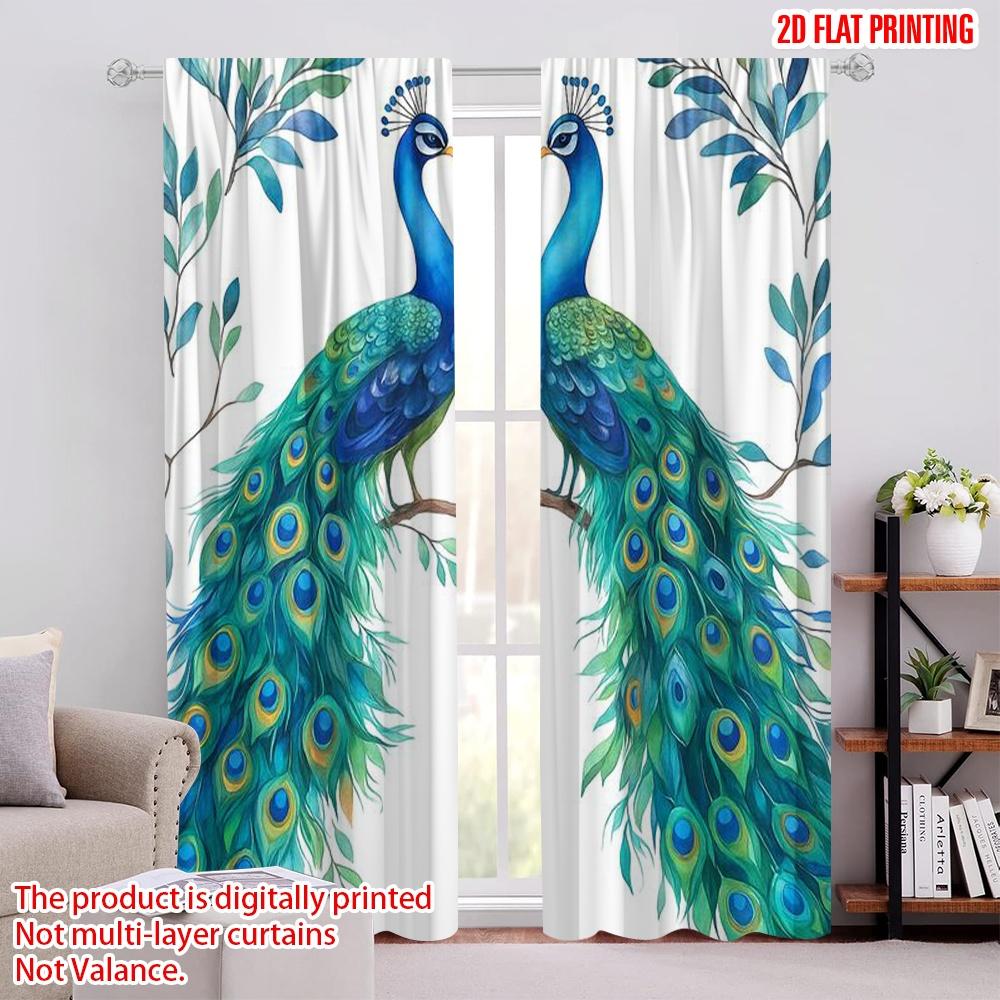 

2pcs,2D plane printing Minimalist Curtains Peacock Pair Art Versatile 100% Polyester (without rod) Festive Use for Living Room, 52.50 × 116.00 cm 2 pcs