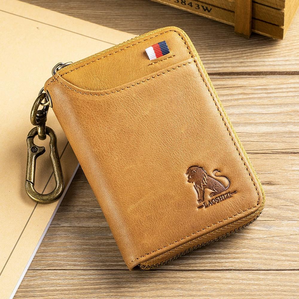 Erkekler için Premium Hakiki Deri Araba Anahtarlığı - RFID Engelleme Bel Klipsli Anahtar Düzenleyici 2'si 1 Arada Bozuk Para Cebi, Hırsızlığa Karşı Dayanıklı İkiye Katlanır Cüzdan