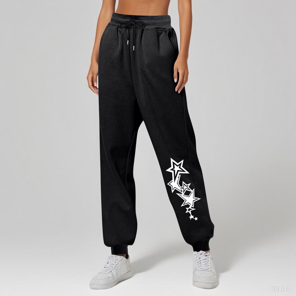 Ladies' Printed Unisex Casual Pocket Drawstring  Pants