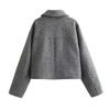 Tweed Cropped Jackets for Women Zip Bomber Jacket Long Sleeve Jackets Streetwear Coats and Jackets