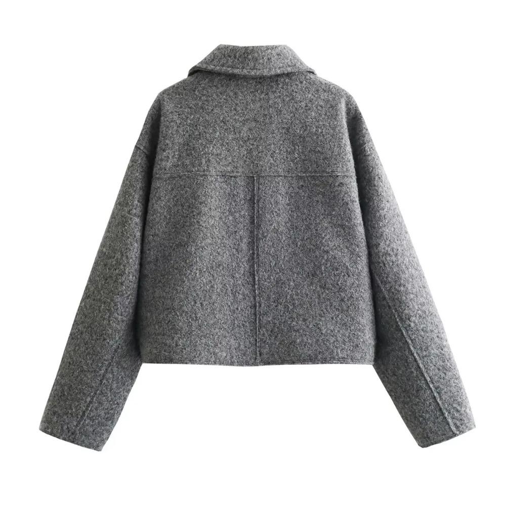 Tweed Cropped Jackets for Women Zip Bomber Jacket Long Sleeve Jackets Streetwear Coats and Jackets