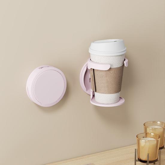 Foldable Cup Holder Portable Wall-Mounted Coffee Cup Holder Space-Saving Plastic Drink Holder for Water Cups Up to 83mm Multipurpose Storage Rack