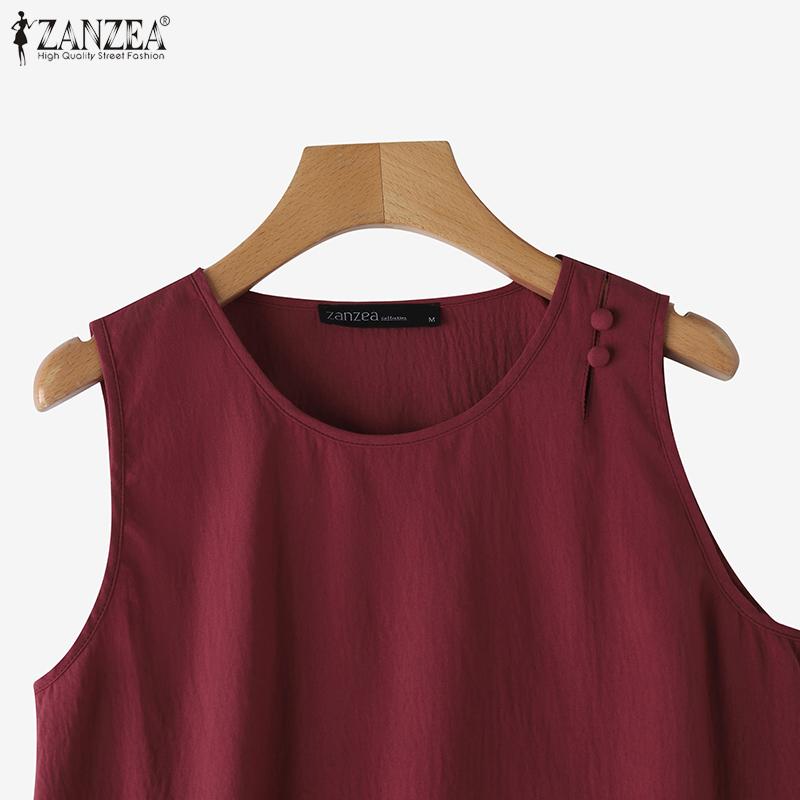 ZANZEA Women Casual Round Neck Summer Sleeveless Tank Tops