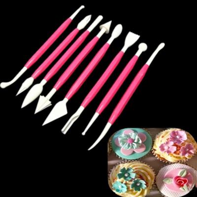 8Pcs Flower Fondant Pen Lightweight for Chocolate Mold Solid Color DIY Pattern Fondant Cutter Pen Simple Double-head Food Grade
