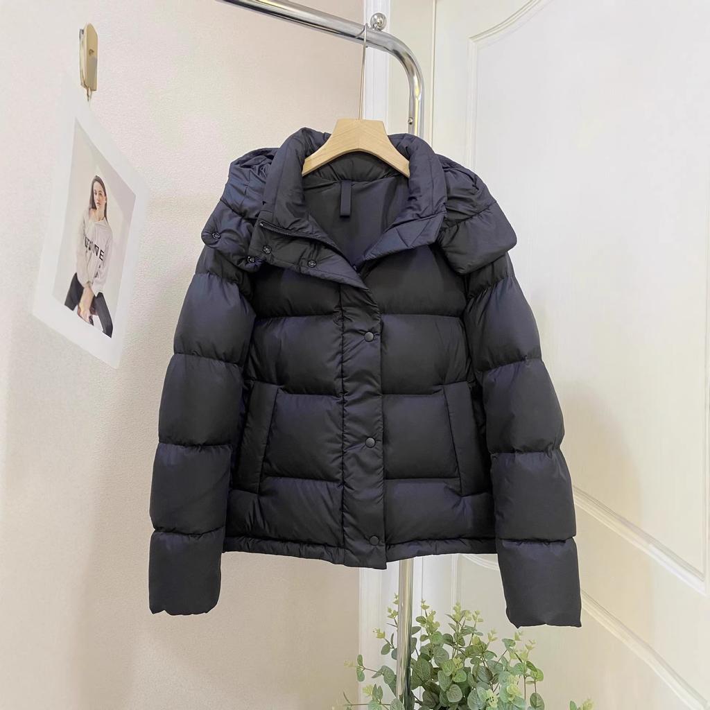 White Duck Down Short Down Jacket Women's Winter New Hooded Thickened Waist Five-grid Coat
