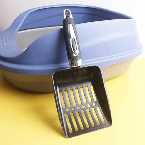 Cat Litter Scoop with Ergonomic Long Handle Stainless Steel Deep Shovel Slotted Litter Scooper Non-stick Poop Sifting Shovel Sifter Pet Supplies
