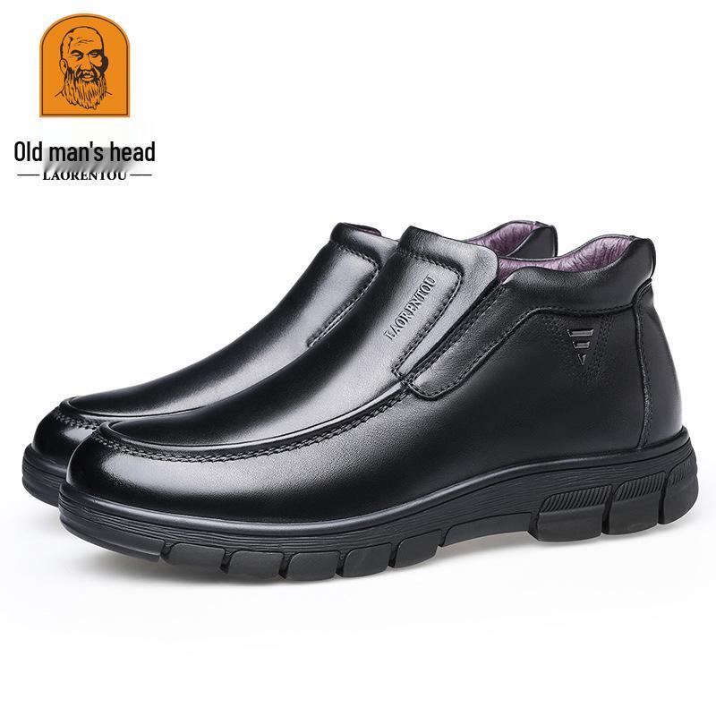 Men's High-Top Leather Shoes, Thick-Soled and Warm, for Middle-Aged, Style QN2788-6