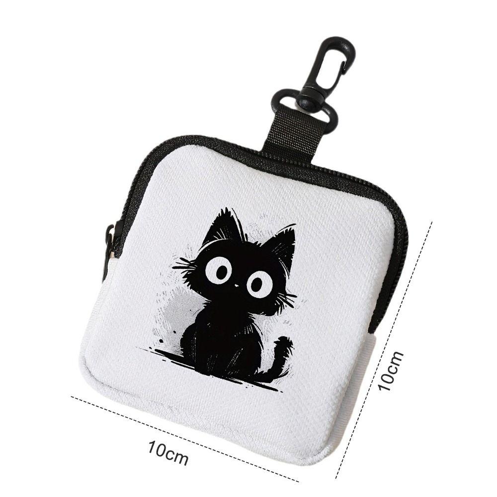 Trendy Cartoon Printed Mini Keychain Bag Creative Luxury Earphone Key Bag Cat Pattern Storage Bag Bag Accessories