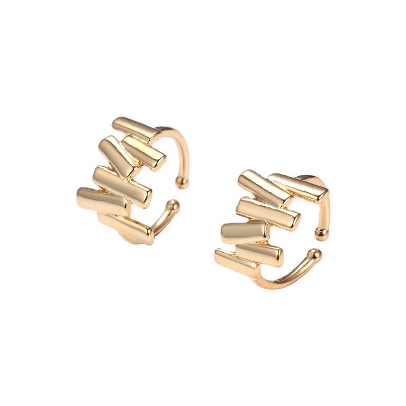 High-End Geometric Clip-On Earrings for Women, European & American Fashion, Simple Ins Cold Style, No Piercing Required